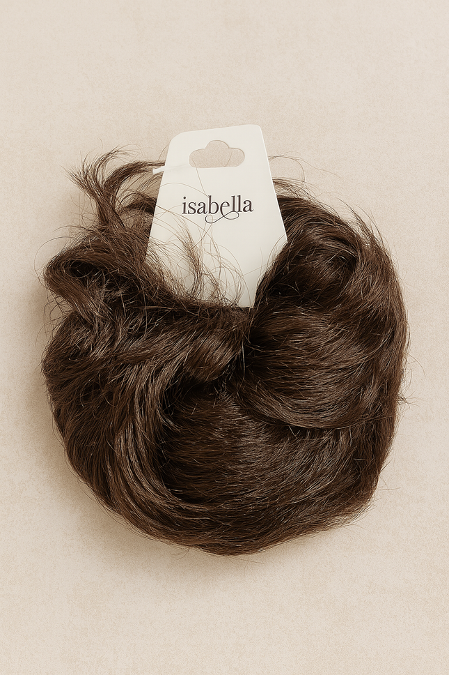 Women Hair Bun Scrunchie – Natural Look Synthetic Hair Donut, Dark Brown