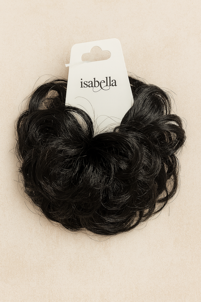 Women Hair Bun Scrunchie – Natural Look Synthetic Hair Donut, Dark Brown