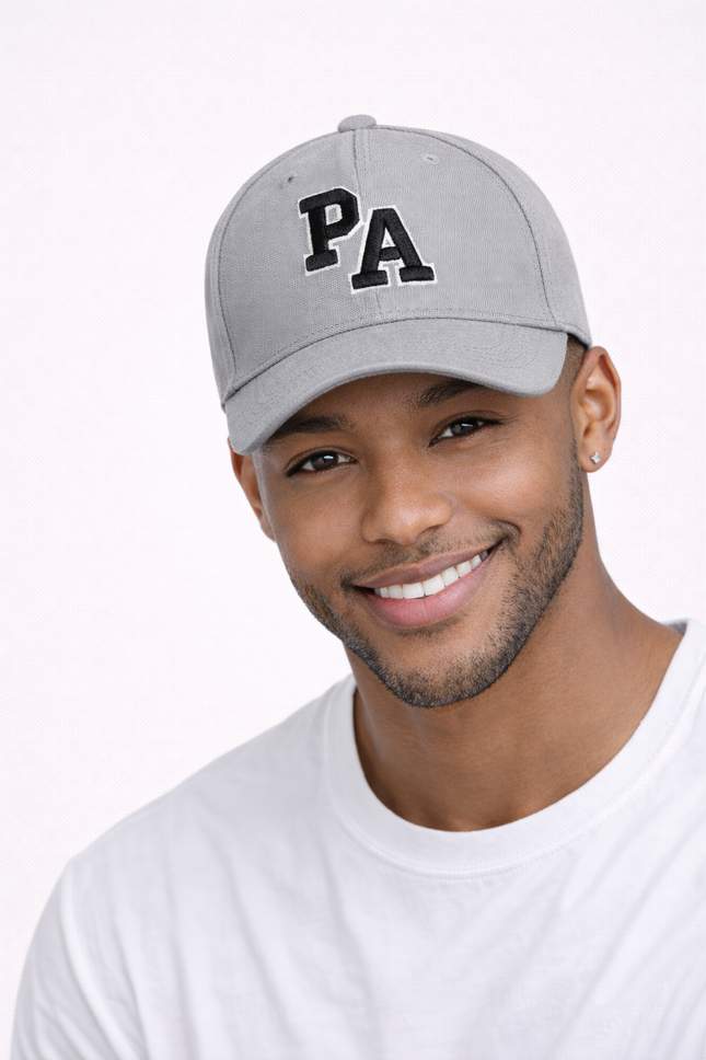 PA Embroidered Blue Baseball Cap for Men – Adjustable Casual Streetwear Hat