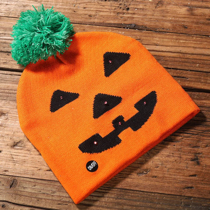 LED Light Up Halloween Knitted Hat – Skull & Ghost Party Beanie for Kids & Adults