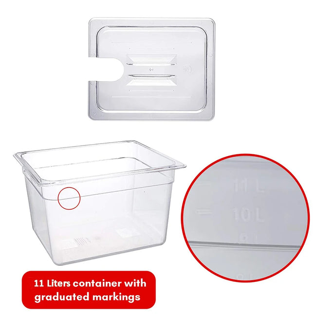 BioloMix Sous Vide 11L Container Bath with Lid for Circulator Sous Vide Culinary  Cooker Fits Most of Sous vide ooker