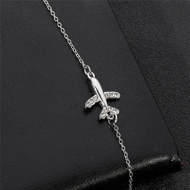 Fashion Bracelet For Women Simple Style None Stone Little Plane Fly Higher Silver Color Gift Fashion Jewelry Chain Bracelet