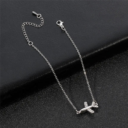 Fashion Bracelet For Women Simple Style None Stone Little Plane Fly Higher Silver Color Gift Fashion Jewelry Chain Bracelet