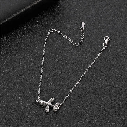 Fashion Bracelet For Women Simple Style None Stone Little Plane Fly Higher Silver Color Gift Fashion Jewelry Chain Bracelet