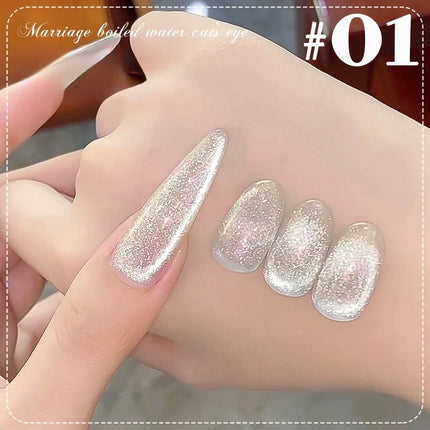 1-30pcs ZH Hot Selling Ice Transparent Glass Beads Cat Eye Nail Polish Gel New White Elf Crystal Cat Eye Nail Art Nail Supplies
