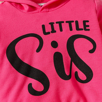 Autumn And Winter Fashion European Style Barbie Pink Girl Baby Suit Hooded Bow Letter Hoodie Color Pants Casual Two-Piece Set