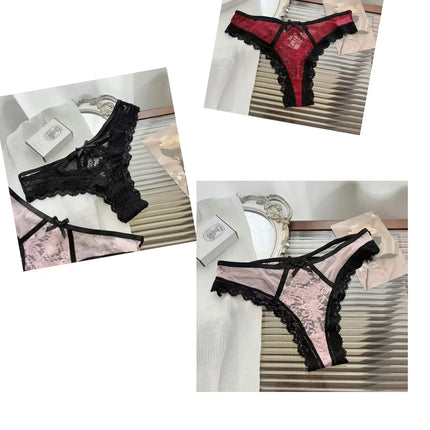 Flirtatiously See-through Lace Mini Underpants Hollow Low-waisted Pure Desire Thong Spice Girl Seamless T Pants Thongs Women