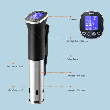 INKBIRD Vacuum Sous Vide Cooker WiFi Sous Vide Machine IPX7 Waterproof Sous Vide Cooker Free APP, Recipes, Alarms, Timer,Booking