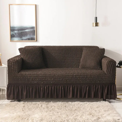 Sofa Cover for Living Room Thick Ruffled Seersucker Elastic L Shaped Corner Sofa Cover 1/2/3/4 Seater Cover for Sofa