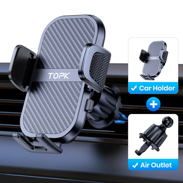 TOPK Car Phone Holder Super Stable Car Phone Mount for Car Dashboard/Windscreen/Air Vent Compatible with All Mobile Phone