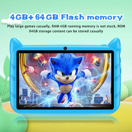 7 Inch  Android 13 Kid Tablet 4GB RAM 64GB ROM 1TB Expand WiFi 4000MAH Battery Dual Camera Children's Gift Kids Software Tablets