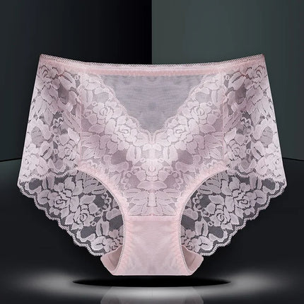 Mid-high-waist Sexy Lace Panties for Women Buttocks Abdomen No Trace Women's Triangle Panties Cotton Crotch Large Size