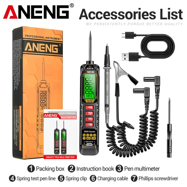 Digital Pen Multimeter Tester ANENG A3016 Car AC/DC Ammeter voltmeter NCV Voltage Induction Diagnostic Probe Detector Test Tools
