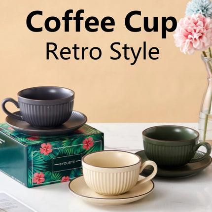 Pumpkin Coffee Cup Retro Style Latte Mug Unique Cute Style Afternoon Teacup and Saucer Cup for Home Office Ceramic Drinkware