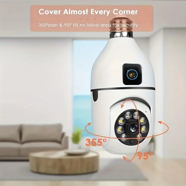 Dual Lens Camera Rotatable 6K 6MP WiFi Surveillance Auto Track 2-way Audio Full Color Vision Monitor Indoor Smart Webcam
