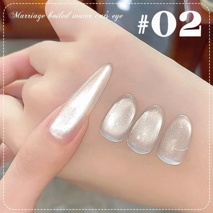 1-30pcs ZH Hot Selling Ice Transparent Glass Beads Cat Eye Nail Polish Gel New White Elf Crystal Cat Eye Nail Art Nail Supplies