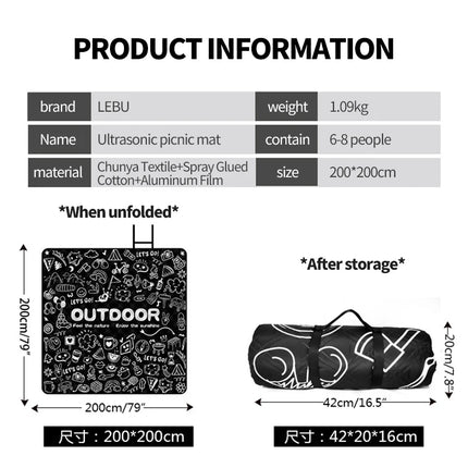 Outdoor Camping Portables Picnic Mat Lawn Mat Thickened Moisture-Proof Camping Mat Aluminum Film Base Machine Washable