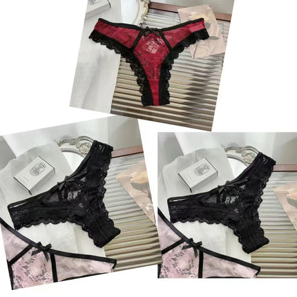 Flirtatiously See-through Lace Mini Underpants Hollow Low-waisted Pure Desire Thong Spice Girl Seamless T Pants Thongs Women
