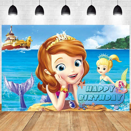 Girl Princess Sofia the First Background Cloth Birthday Baby Shower Decoration Background Room Hanging Cloth Photo Background