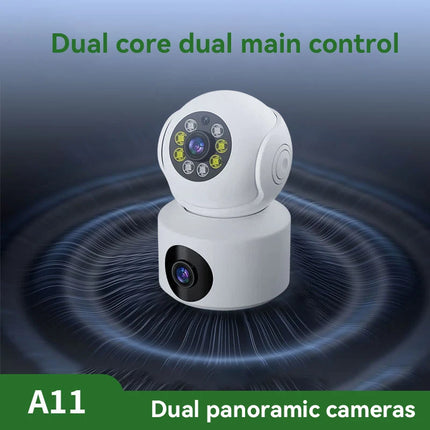Dual Lens 360°Rotatable Camera 4K WiFi Surveillance Auto Tracking 2 way Audio Night Vision Monitor Smart Home Mini Camera
