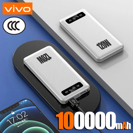 VIVO 200000mAh PowerBank 120W Super Fast Charging High Capacity Portable External Battery With LED Digital Display For IPhone
