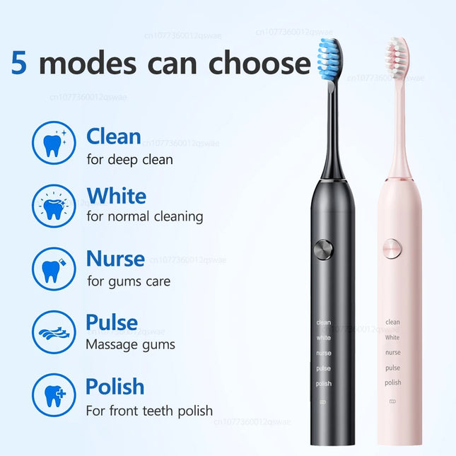 Sonic Electric Toothbrush for Adults USB Rechargeable Sonic Toothbrush with 8 Brush Heads Smart Timer Electronic Tooth Brushes