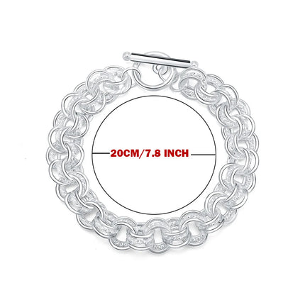 Fashion 925 Sterling Silver Ring Round Bracelets For Women Men Wedding Luxury Quality Jewelry