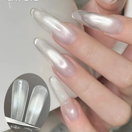 1-30pcs ZH Hot Selling Ice Transparent Glass Beads Cat Eye Nail Polish Gel New White Elf Crystal Cat Eye Nail Art Nail Supplies