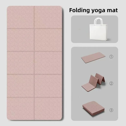 180cmx57cmx0.4cm TPE Folding Yoga Mat Portable Non-Slip Shock-Absorbent Noise-Free Convenient for Home Travel Fitness Exercise