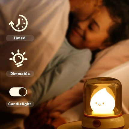 LED Flameless Candle Night Light Room Decoration Lights USB Table Lamp Dimmable Bedside Lamps Camping Light Halloween Xmas Gifts