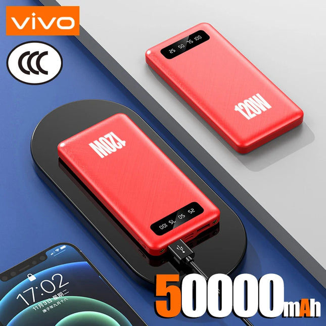 VIVO 200000mAh PowerBank 120W Super Fast Charging High Capacity Portable External Battery With LED Digital Display For IPhone