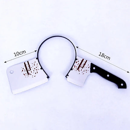 Halloween Axe Headband – Fake Knife Prank Hair Accessory for Costume Parties