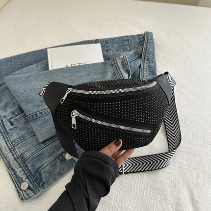 Fashion Rhinestone Studded Crossbody Bags For Ladies, Trendy Design Women's Shoulder Chest Bag For Halloween & Christmas Gifts