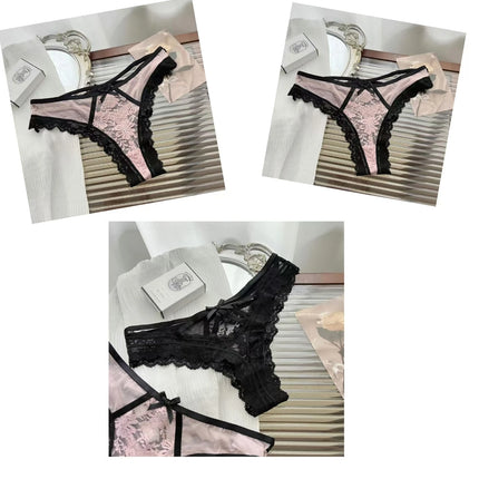 Flirtatiously See-through Lace Mini Underpants Hollow Low-waisted Pure Desire Thong Spice Girl Seamless T Pants Thongs Women