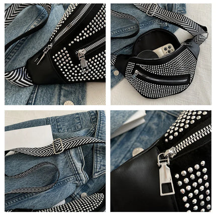 Fashion Rhinestone Studded Crossbody Bags For Ladies, Trendy Design Women's Shoulder Chest Bag For Halloween & Christmas Gifts