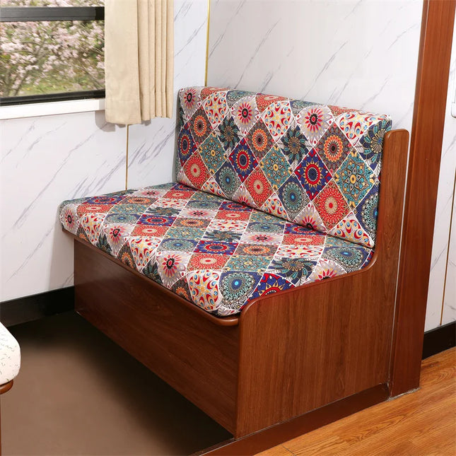 2pcs/set Elastic RV Dinette Cushions Covers Floral Print Spandex Armless Sofa Cover Camper Car Bench Cover Furniture Protector