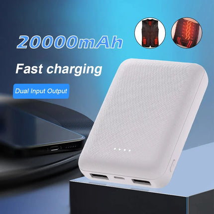 20000mAh Portable Mini Power Bank Charger USB Fast Charging External Battery Pack For Heating Vest Jacket Scarf Socks Gloves