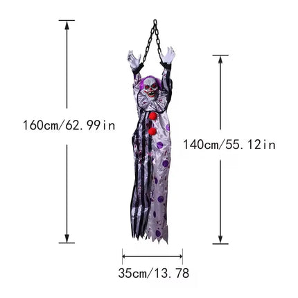 Voice-Activated Hanging Ghost Clown – Electric Halloween Haunted House Decoration