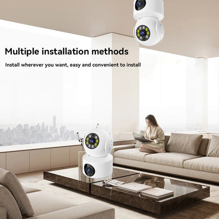 Dual Lens 360°Rotatable Camera 4K WiFi Surveillance Auto Tracking 2 way Audio Night Vision Monitor Smart Home Mini Camera