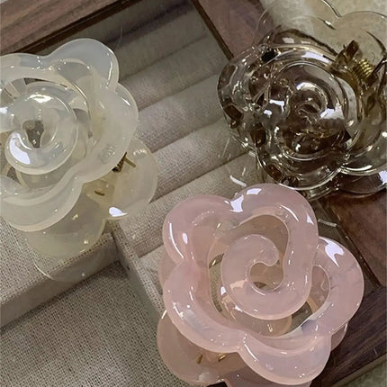 3 hair grab Sweet Jelly camellia grab clip Back of head Flower Shark clip Premium hair accessories