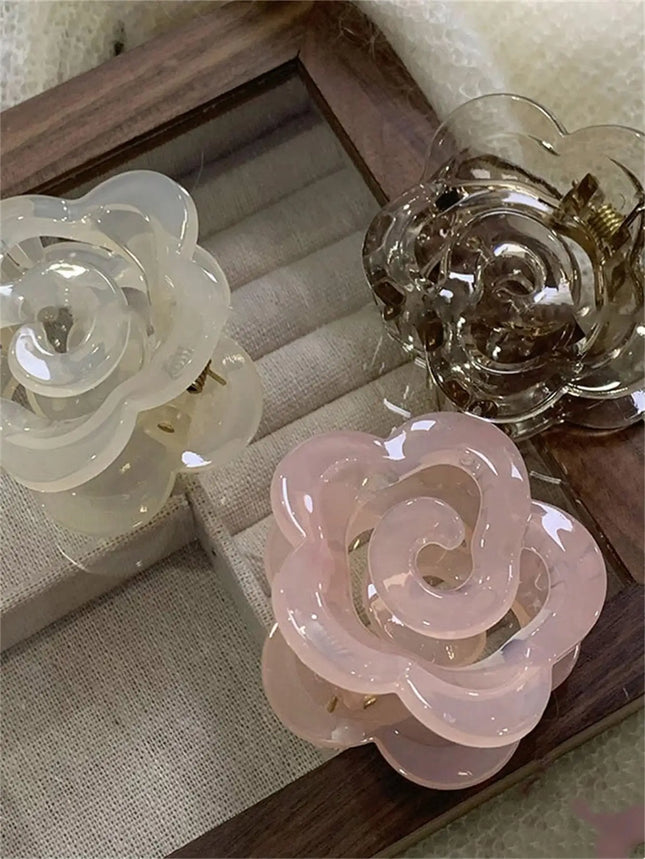 3 hair grab Sweet Jelly camellia grab clip Back of head Flower Shark clip Premium hair accessories
