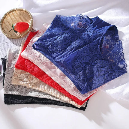 Mid-high-waist Sexy Lace Panties for Women Buttocks Abdomen No Trace Women's Triangle Panties Cotton Crotch Large Size
