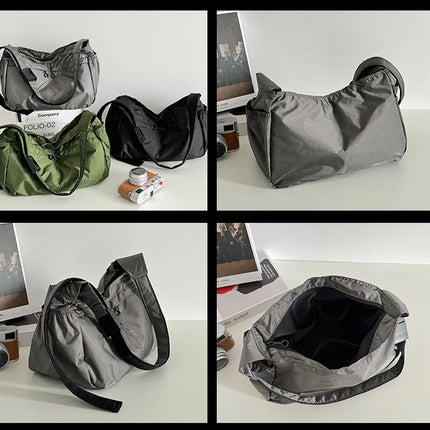 Outdoor Portable Crossbody Bags for Men and Women Commuter Waterproof Youth Shoulder Bag Solid Color Lightweight Female Tote