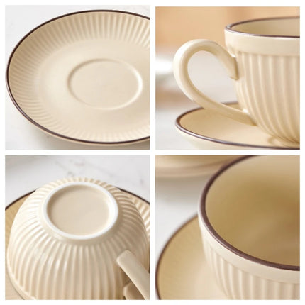 Pumpkin Coffee Cup Retro Style Latte Mug Unique Cute Style Afternoon Teacup and Saucer Cup for Home Office Ceramic Drinkware
