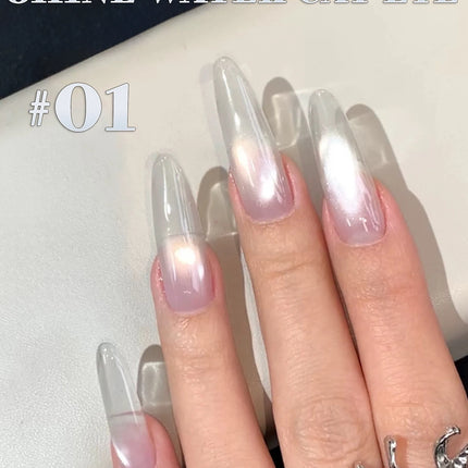 1-30pcs ZH Hot Selling Ice Transparent Glass Beads Cat Eye Nail Polish Gel New White Elf Crystal Cat Eye Nail Art Nail Supplies