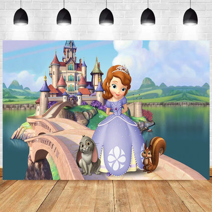 Girl Princess Sofia the First Background Cloth Birthday Baby Shower Decoration Background Room Hanging Cloth Photo Background