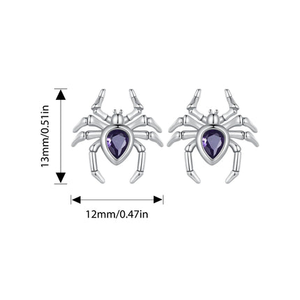 Bamoer Original 925 Sterling Silver Spider Earring Skull Grimace Ear Stud Animal For Women Men Halloween Party Gift Fine Jewelry