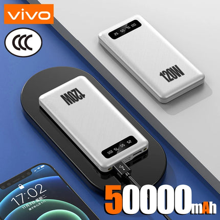 VIVO 200000mAh PowerBank 120W Super Fast Charging High Capacity Portable External Battery With LED Digital Display For IPhone