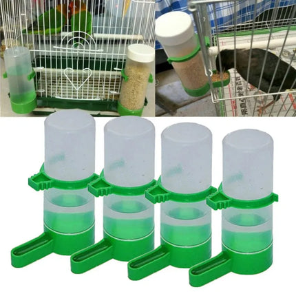 4pcs Bird Feeder Plastic Food Water Feeding Automatic Drinker Parrot Pet Parrot Drinking Cup Bowls Bird Supplies Accessories M/L