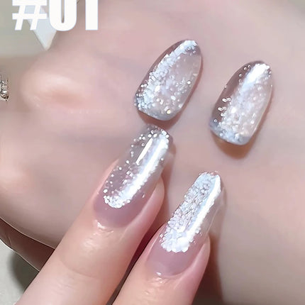 1-30pcs ZH Hot Selling Ice Transparent Glass Beads Cat Eye Nail Polish Gel New White Elf Crystal Cat Eye Nail Art Nail Supplies